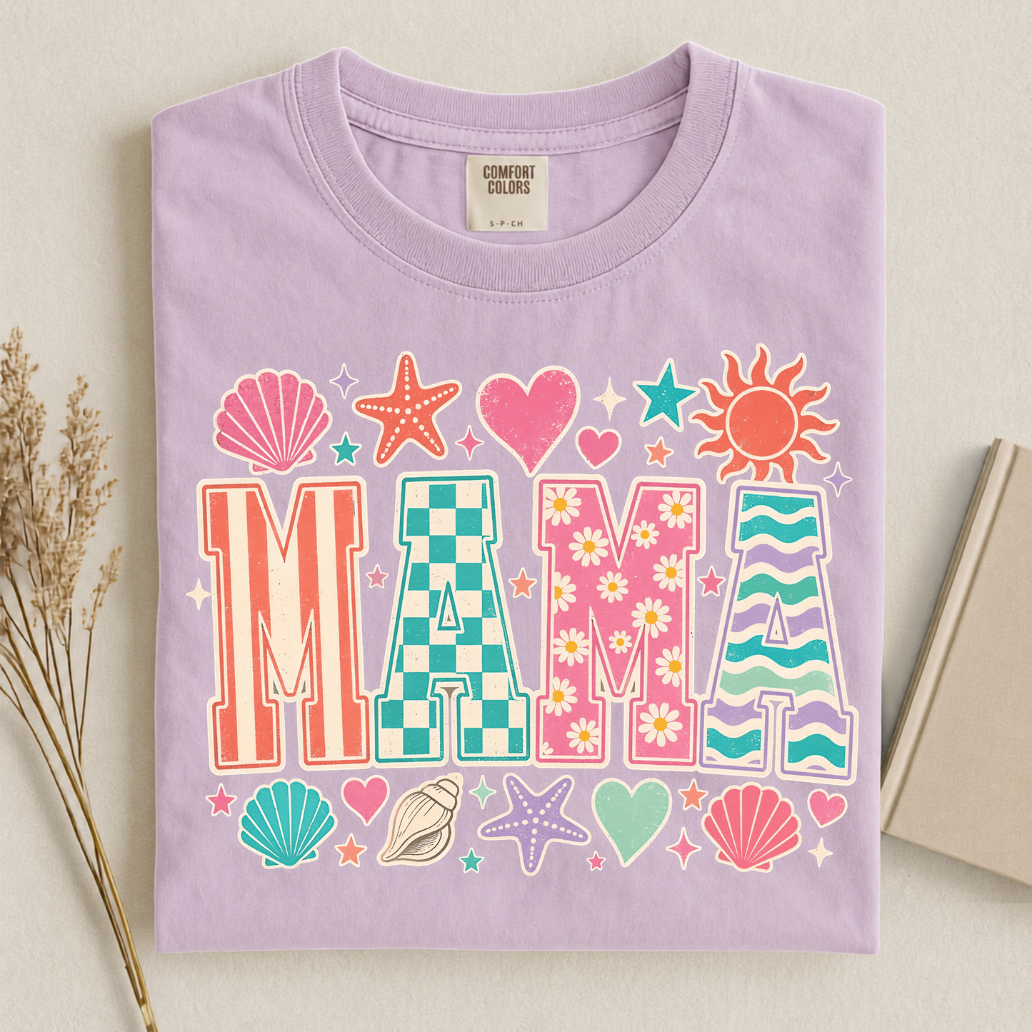 Patterned MAMA Graphic Tee