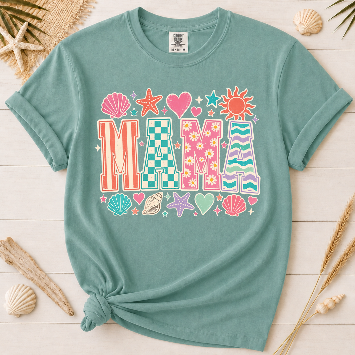 Patterned MAMA Graphic Tee