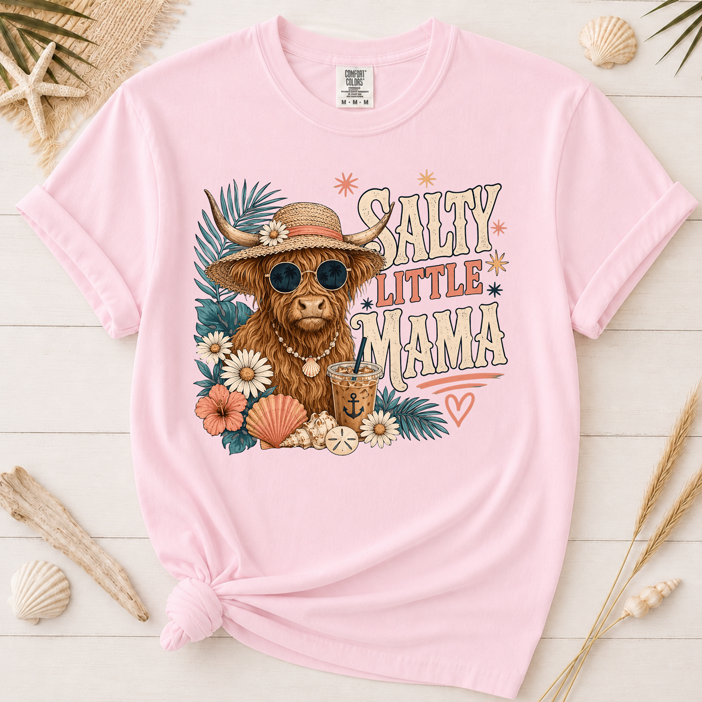 Salty Little Mama Highland Cow Graphic Tee