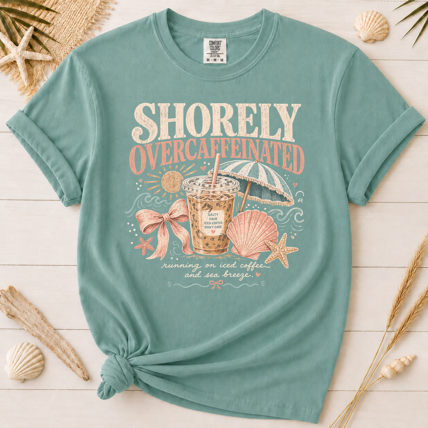Shorely Overcaffeinated Coastal Coffee Graphic Tee