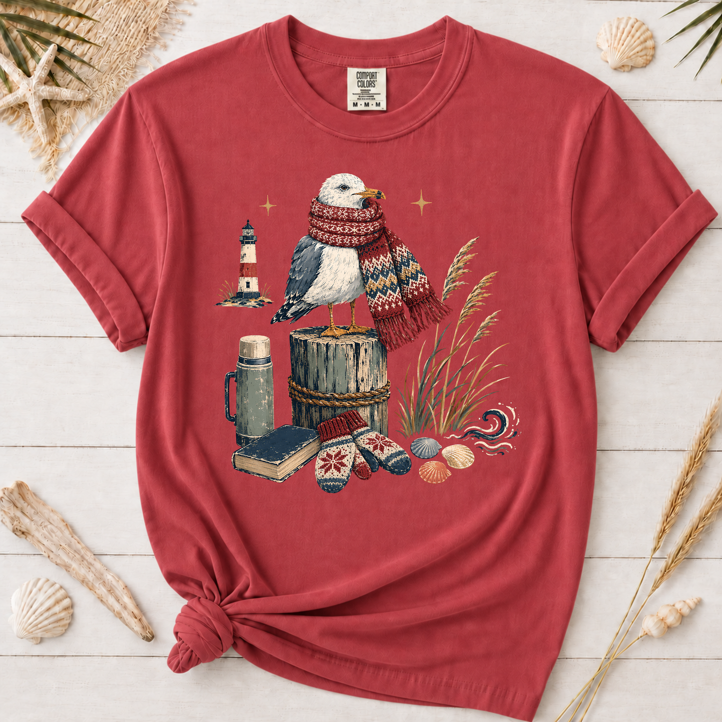 Coastal Winter Seagull Graphic Tee