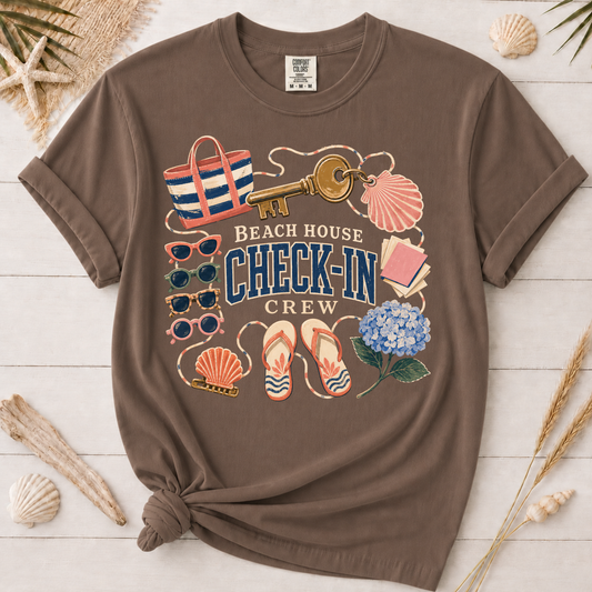 Beach House Check-In Crew Graphic Tee