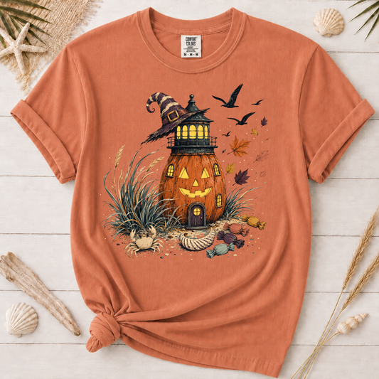 Coastal Halloween Lighthouse Graphic Tee