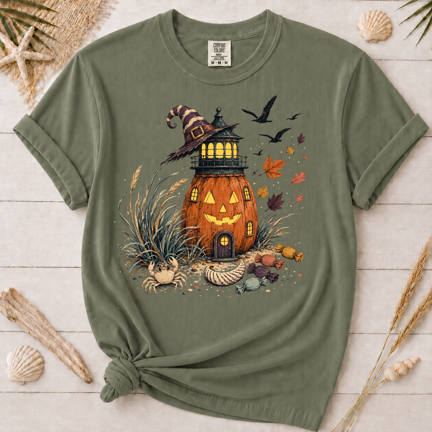 Coastal Halloween Lighthouse Graphic Tee