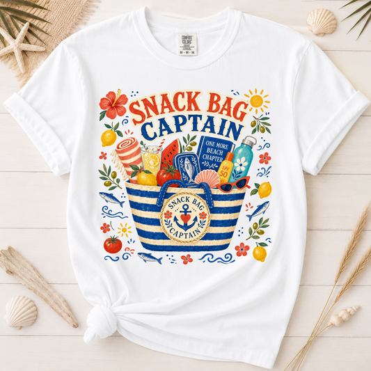 Snack Bag Captain Funny Mom Beach Day Graphic Tee