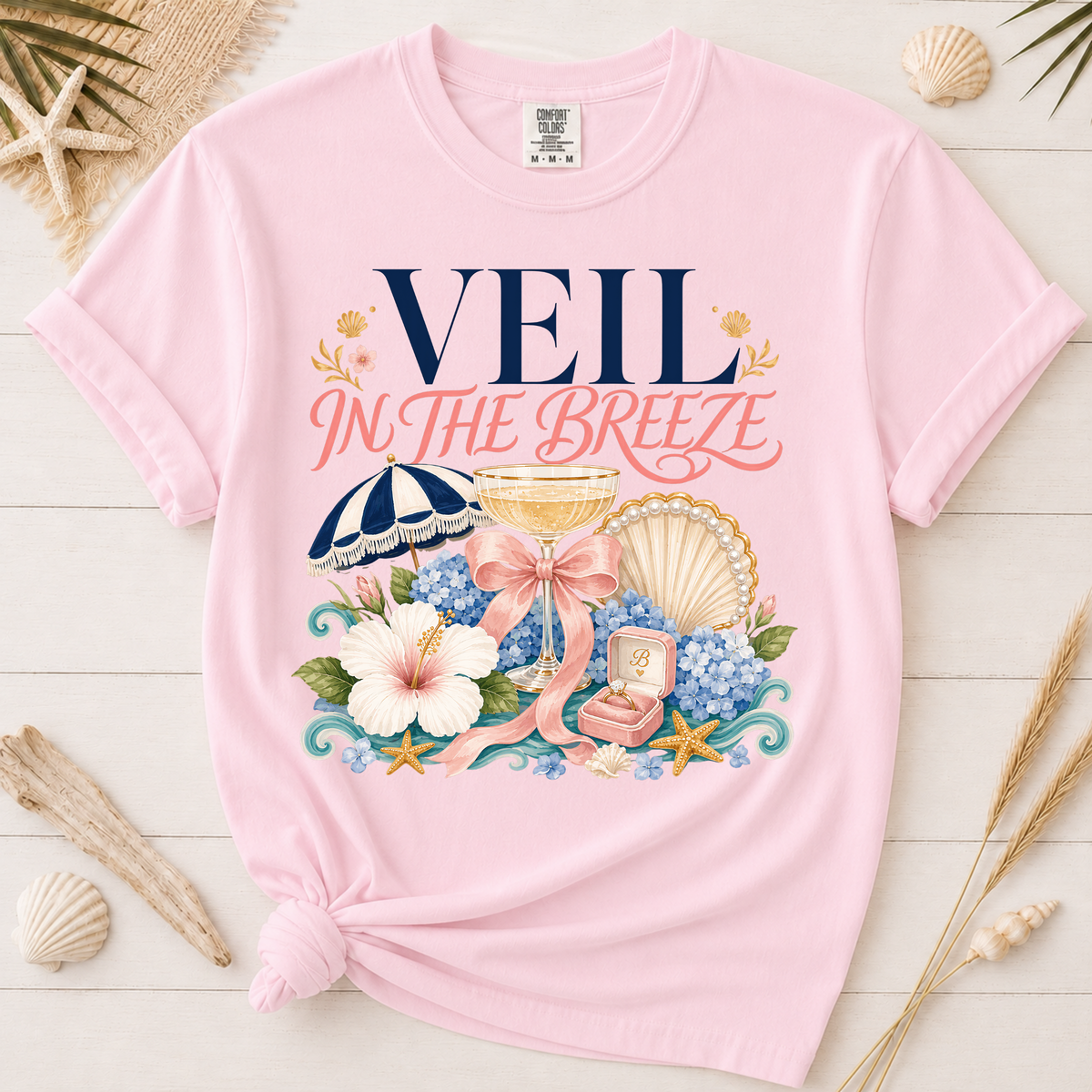 Veil in the Breeze Coastal Bride Graphic Tee
