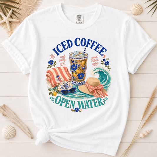 Iced Coffee Open Water Coastal Coffee Graphic Tee