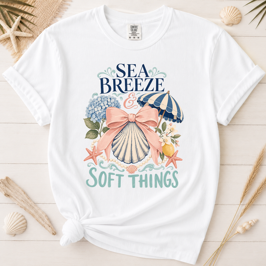 Sea Breeze & Soft Things Feminine Bow Coastal Graphic Tee