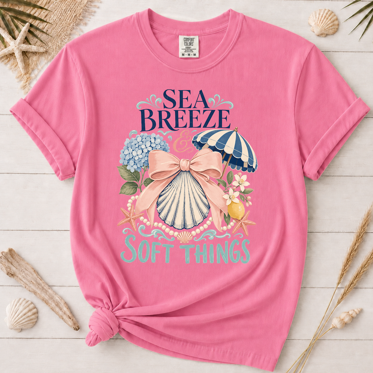 Sea Breeze & Soft Things Feminine Bow Coastal Graphic Tee