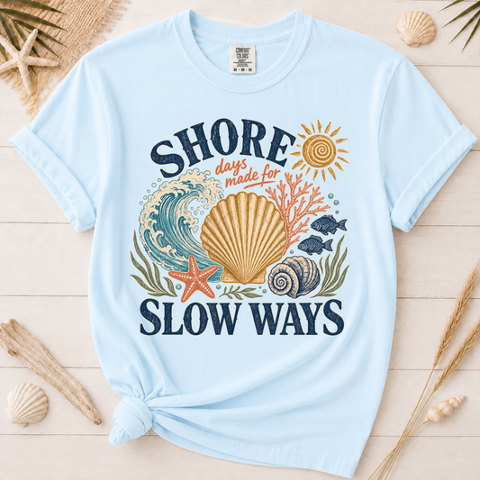Shore Days Slow Ways Vintage Coastal Graphic Tee