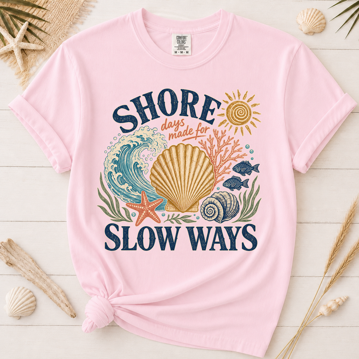 Shore Days Slow Ways Vintage Coastal Graphic Tee