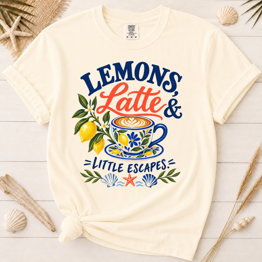 Lemons, Latte & Little Escapes Mediterranean Coffee Graphic Tee