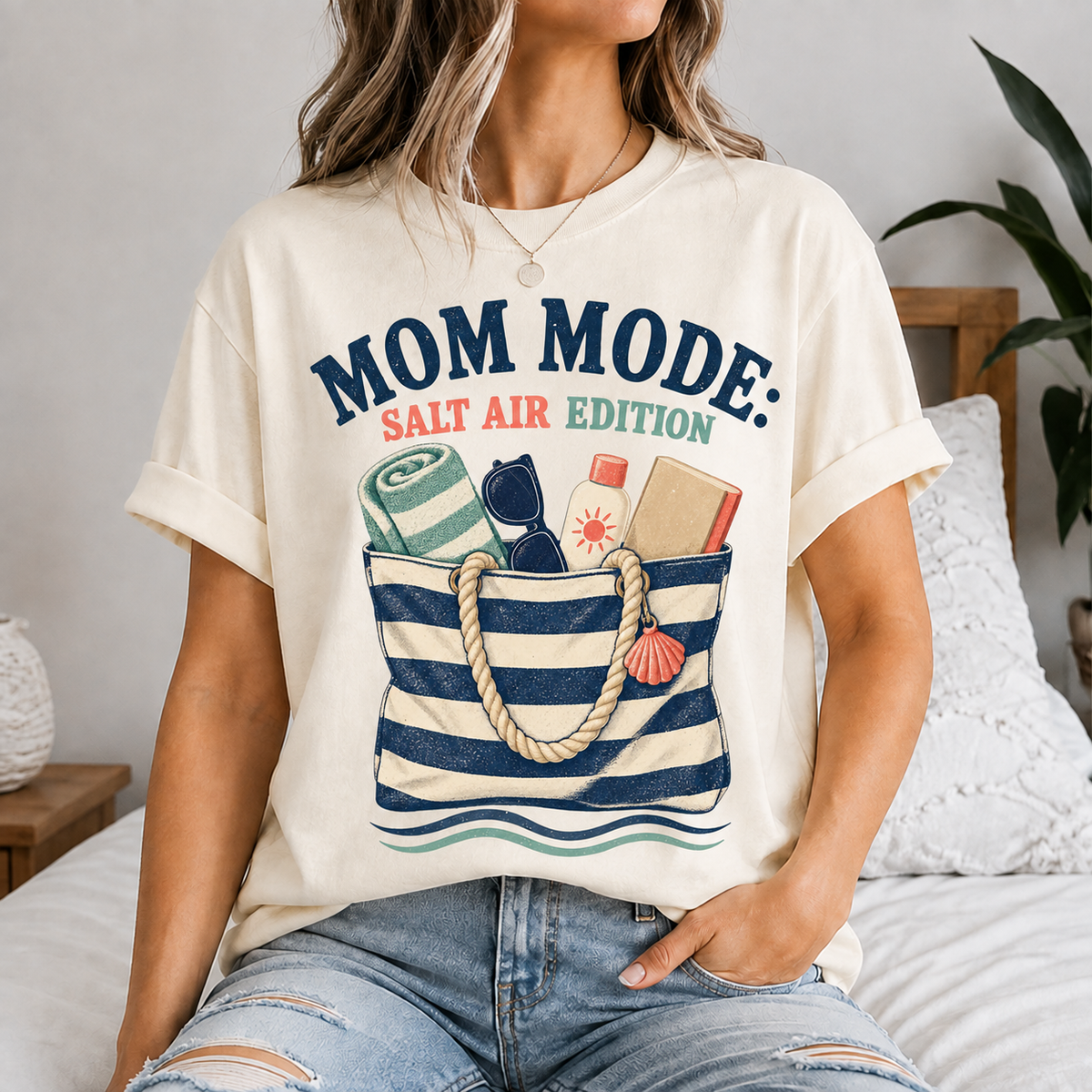 Mom Mode Salt Air Edition Beach Mom Graphic Tee