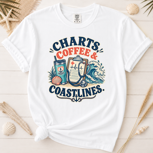 Charts Coffee & Coastlines Coastal Nurse Graphic Tee