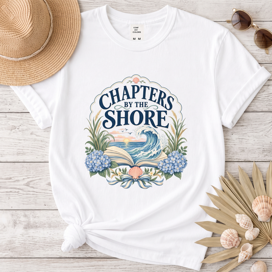 Chapters by the Shore Coastal Book Lover Graphic Tee