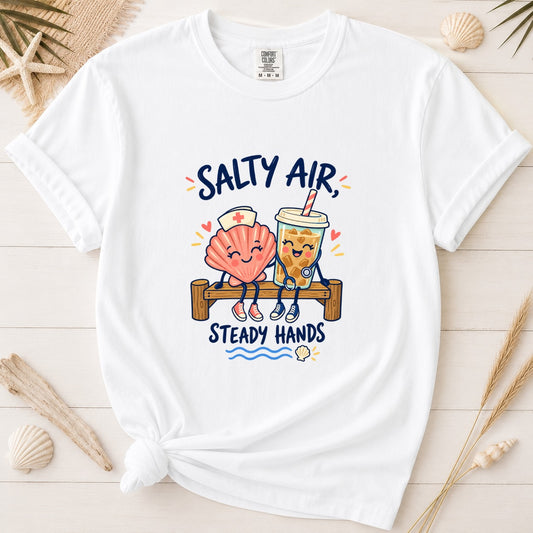 Salty Air Steady Hands Coastal Nurse Graphic Tee