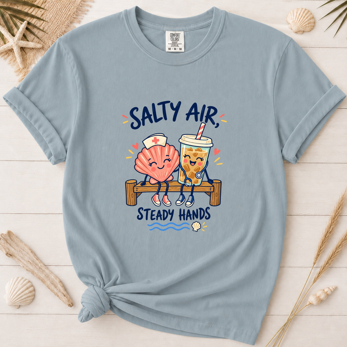 Salty Air Steady Hands Coastal Nurse Graphic Tee