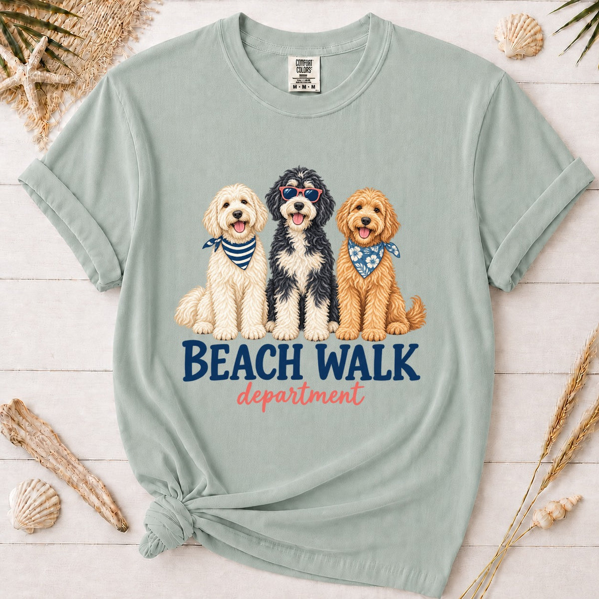 Beach Walk Department Doodle Dog Graphic Tee