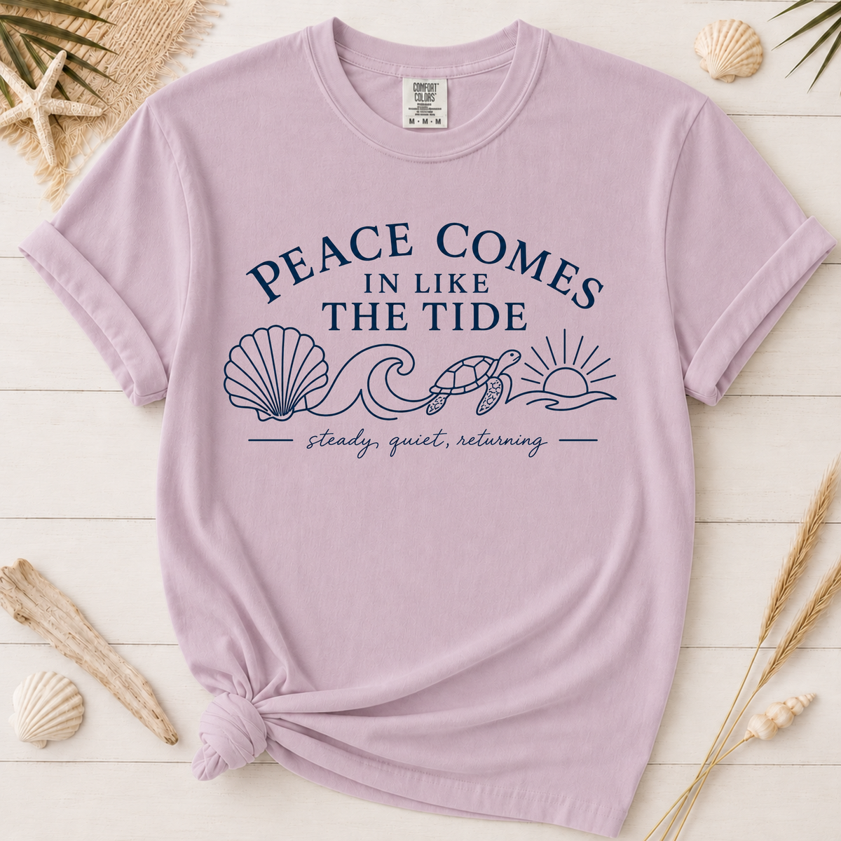 Peace Comes In Like the Tide Christian Graphic Tee – Dark Text
