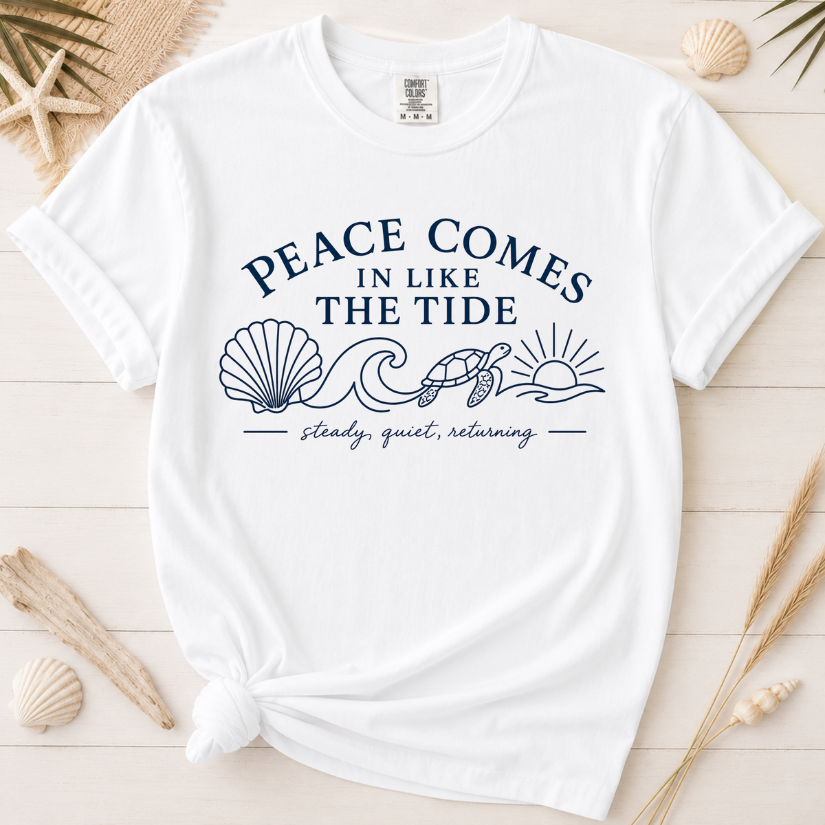 Peace Comes In Like the Tide Christian Graphic Tee – Dark Text