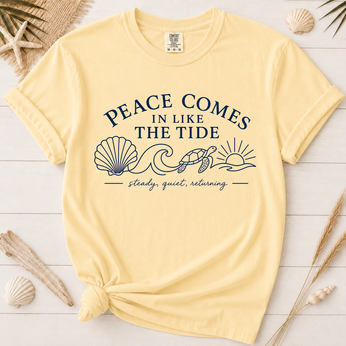 Peace Comes In Like the Tide Christian Graphic Tee – Dark Text