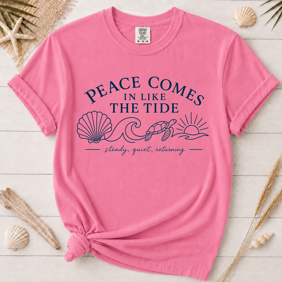 Peace Comes In Like the Tide Christian Graphic Tee – Dark Text