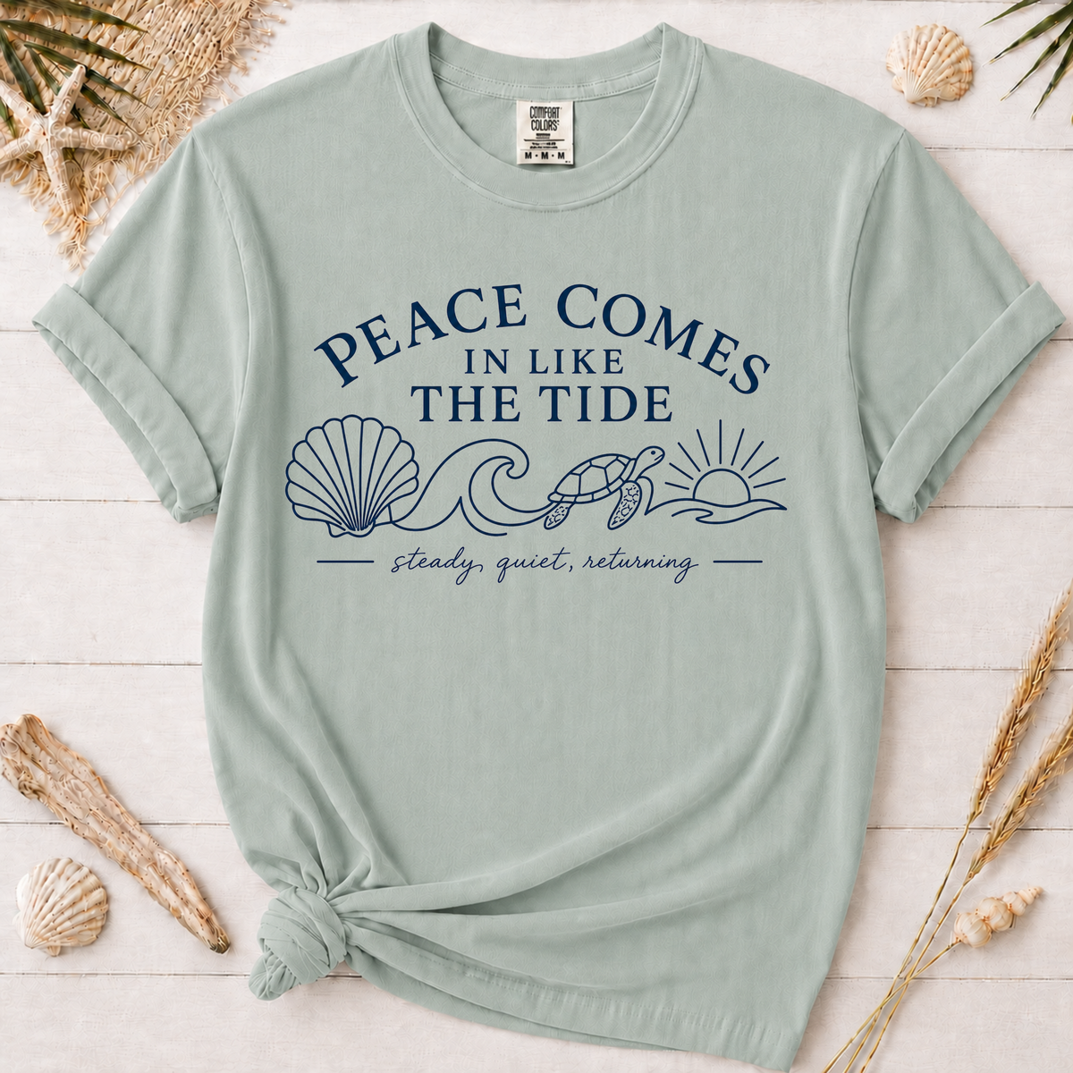 Peace Comes In Like the Tide Christian Graphic Tee – Dark Text
