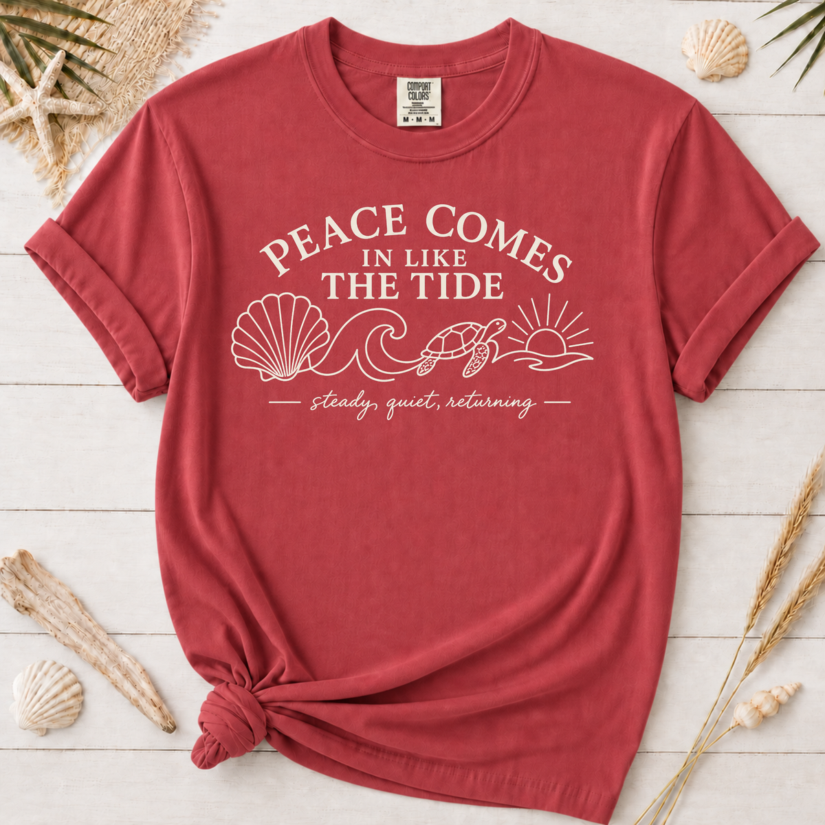 Peace Comes In Like the Tide Christian Graphic Tee – Light Text
