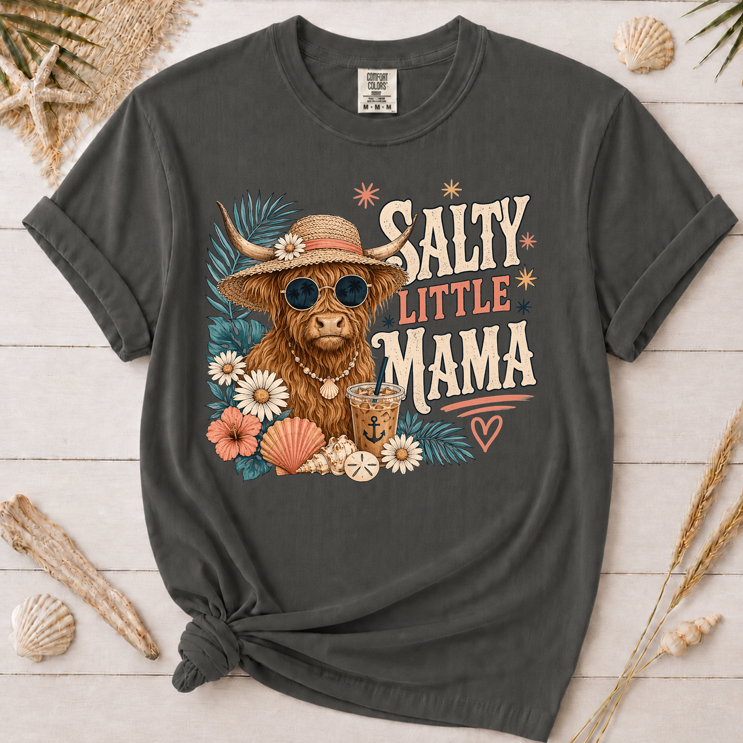 Salty Little Mama Highland Cow Graphic Tee