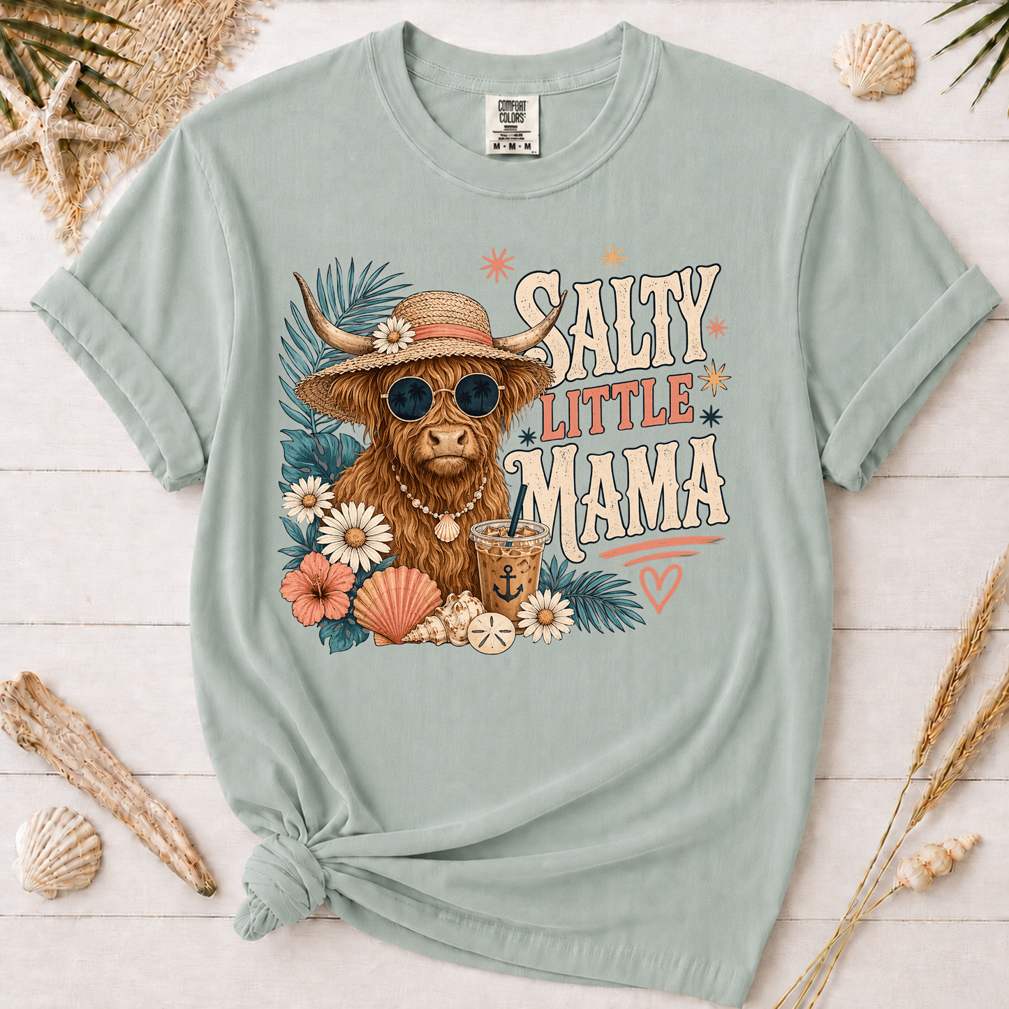 Salty Little Mama Highland Cow Graphic Tee