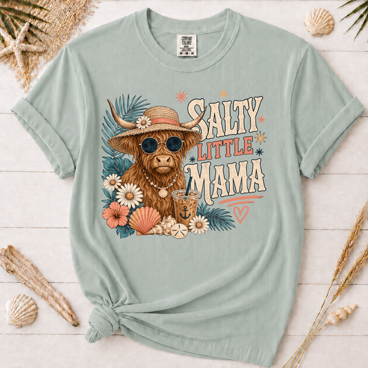 Salty Little Mama Highland Cow Graphic Tee