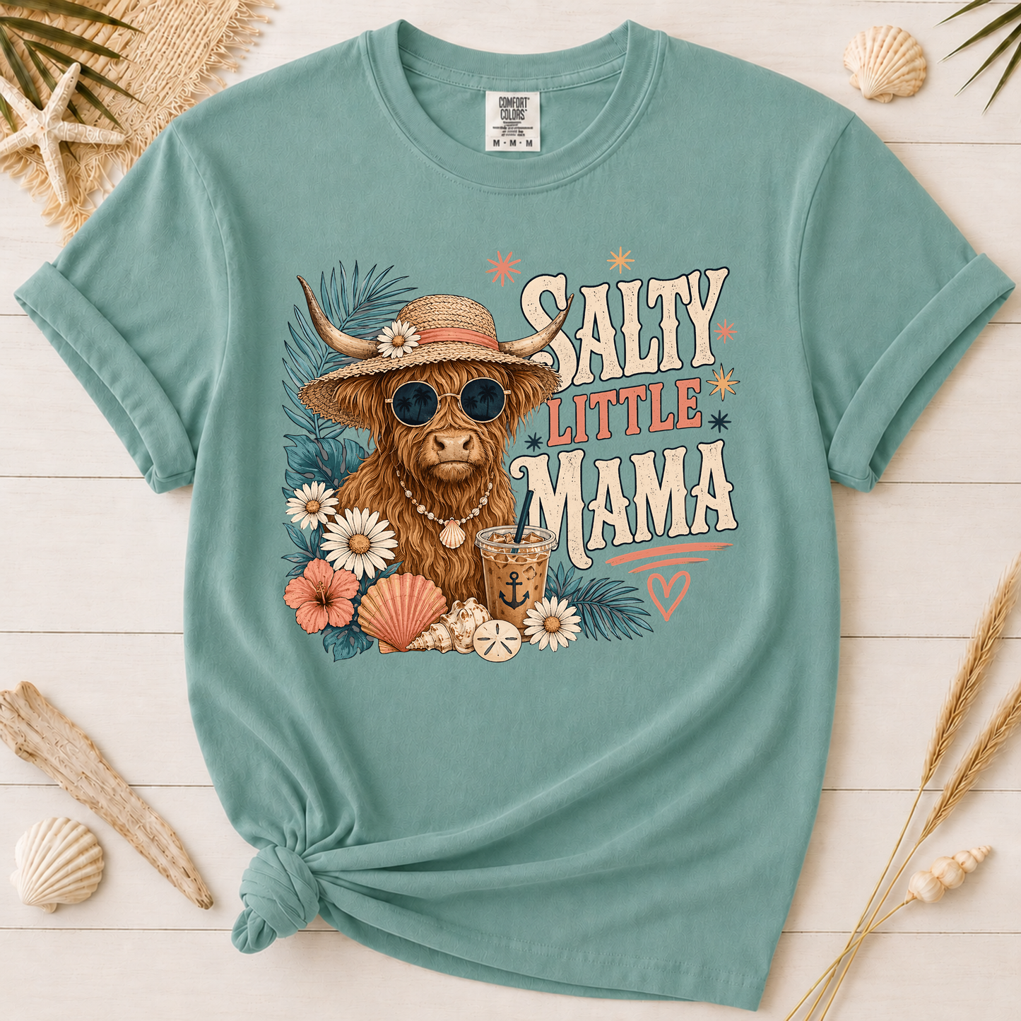 Salty Little Mama Highland Cow Graphic Tee