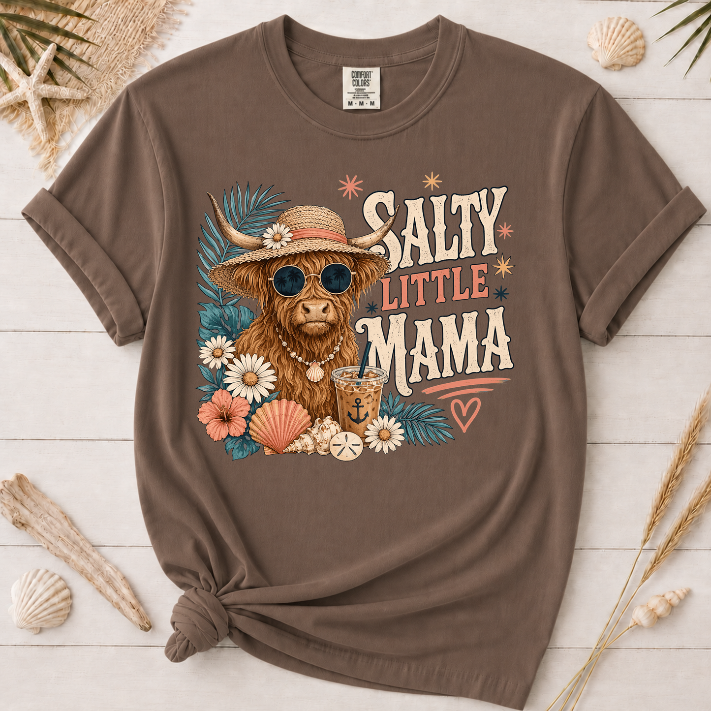 Salty Little Mama Highland Cow Graphic Tee