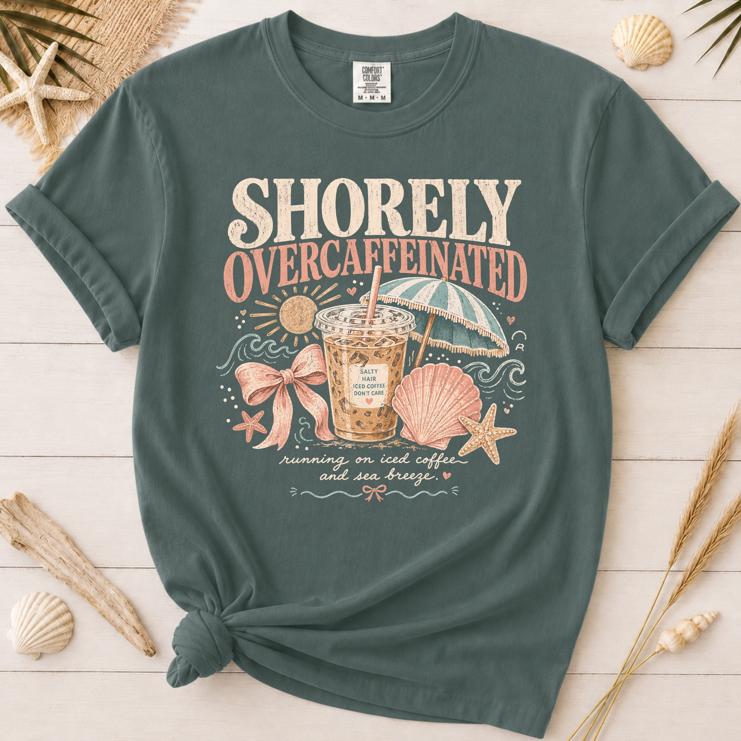 Shorely Overcaffeinated Coastal Coffee Graphic Tee
