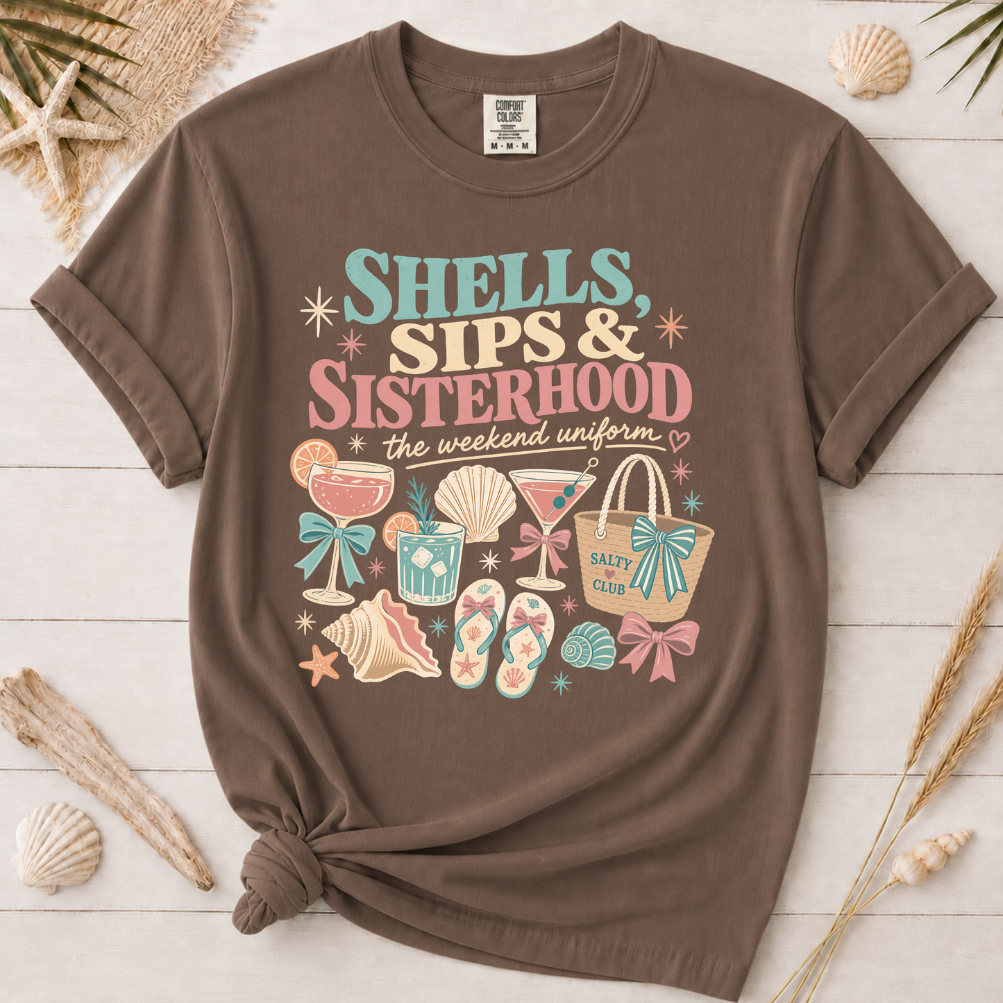 Shells, Sips & Sisterhood Girls' Trip Graphic Tee