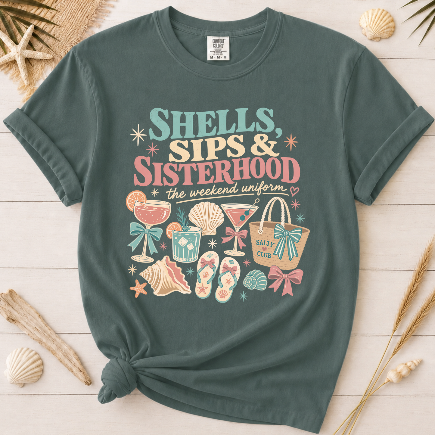 Shells, Sips & Sisterhood Girls' Trip Graphic Tee