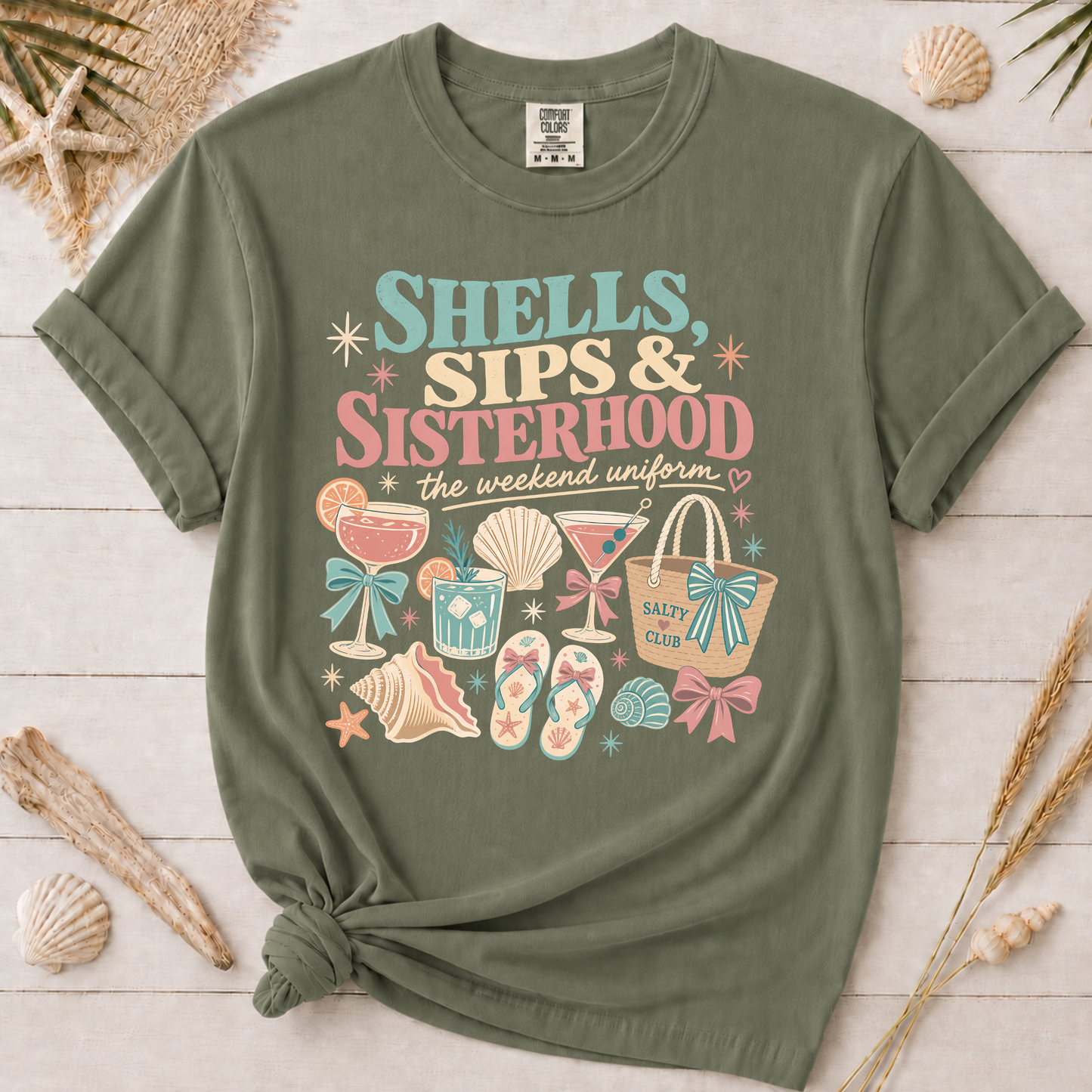 Shells, Sips & Sisterhood Girls' Trip Graphic Tee
