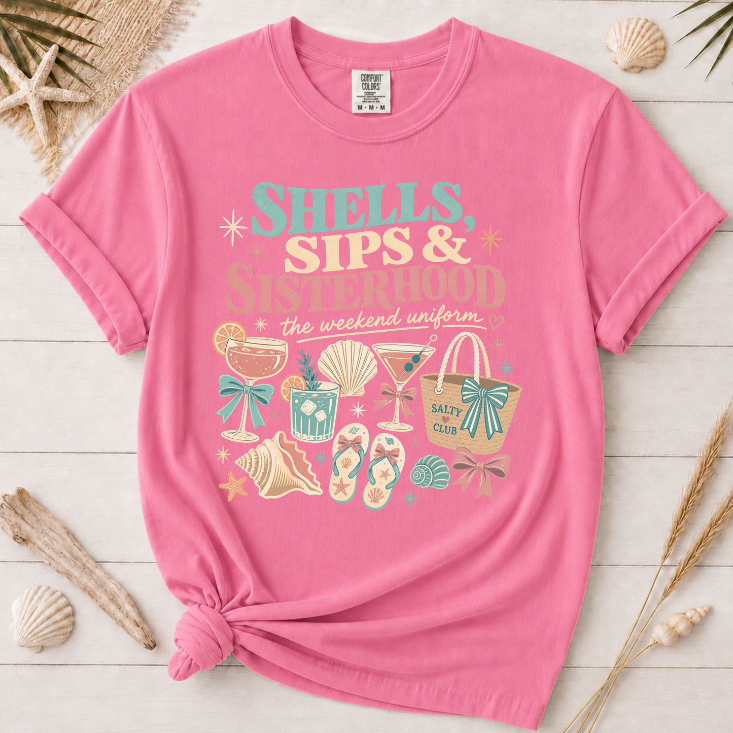 Shells, Sips & Sisterhood Girls' Trip Graphic Tee