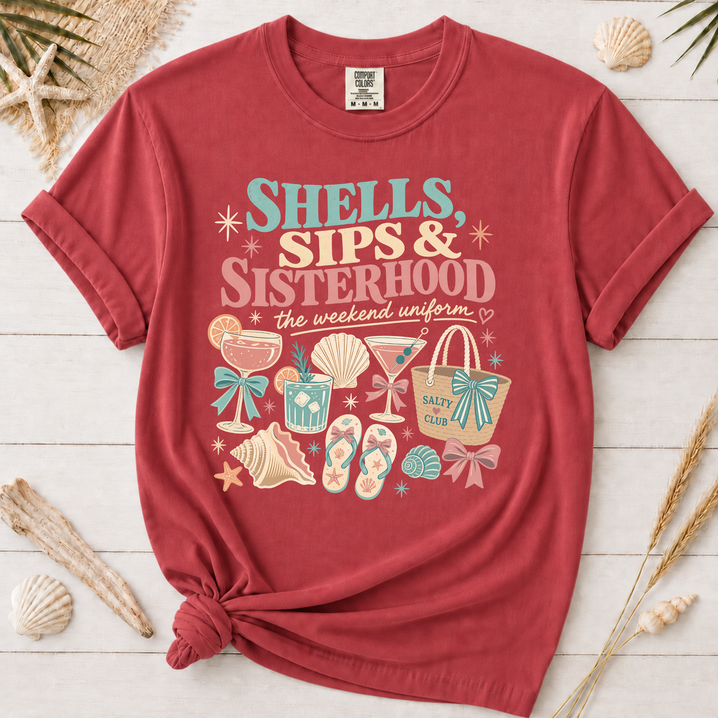 Shells, Sips & Sisterhood Girls' Trip Graphic Tee