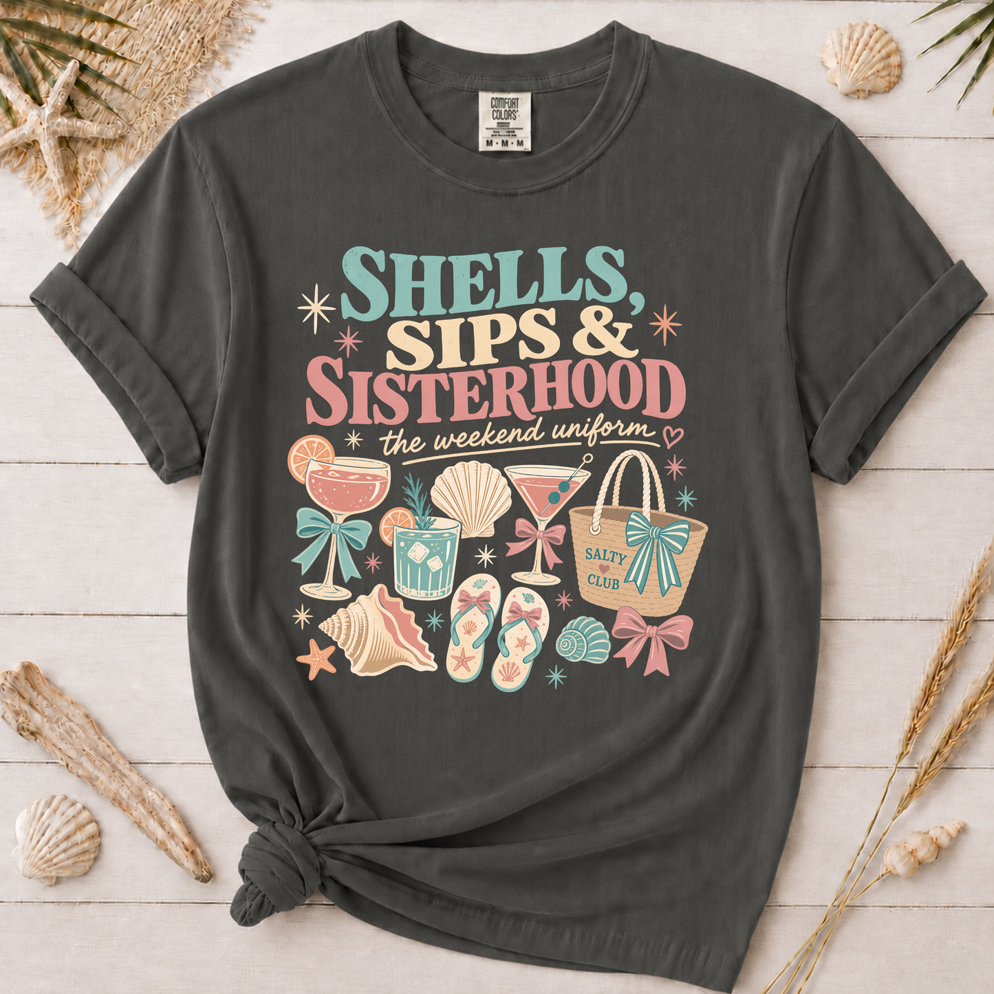 Shells, Sips & Sisterhood Girls' Trip Graphic Tee
