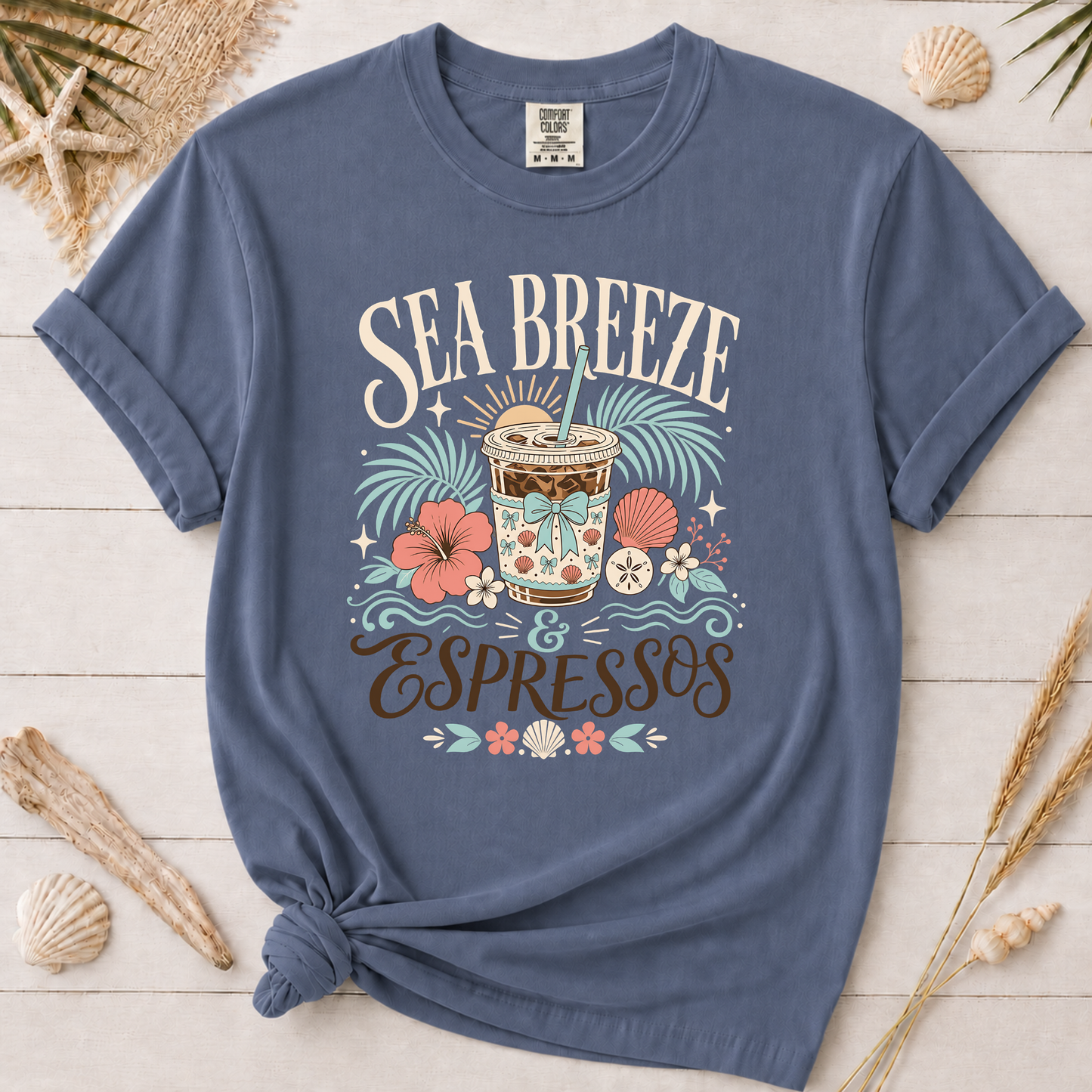 Sea Breeze & Espressos Coastal Coffee Graphic Tee