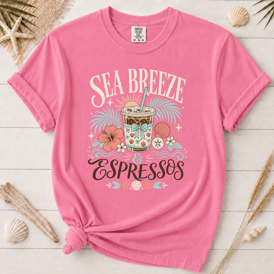 Sea Breeze & Espressos Coastal Coffee Graphic Tee