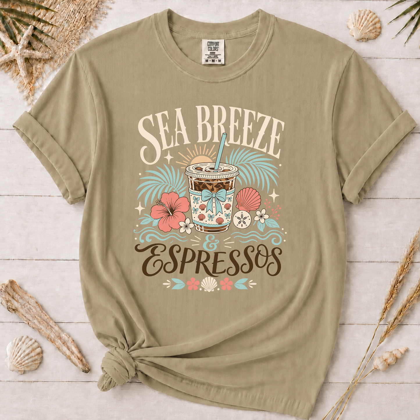 Sea Breeze & Espressos Coastal Coffee Graphic Tee