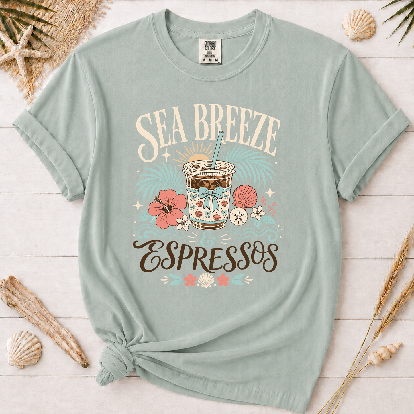 Sea Breeze & Espressos Coastal Coffee Graphic Tee