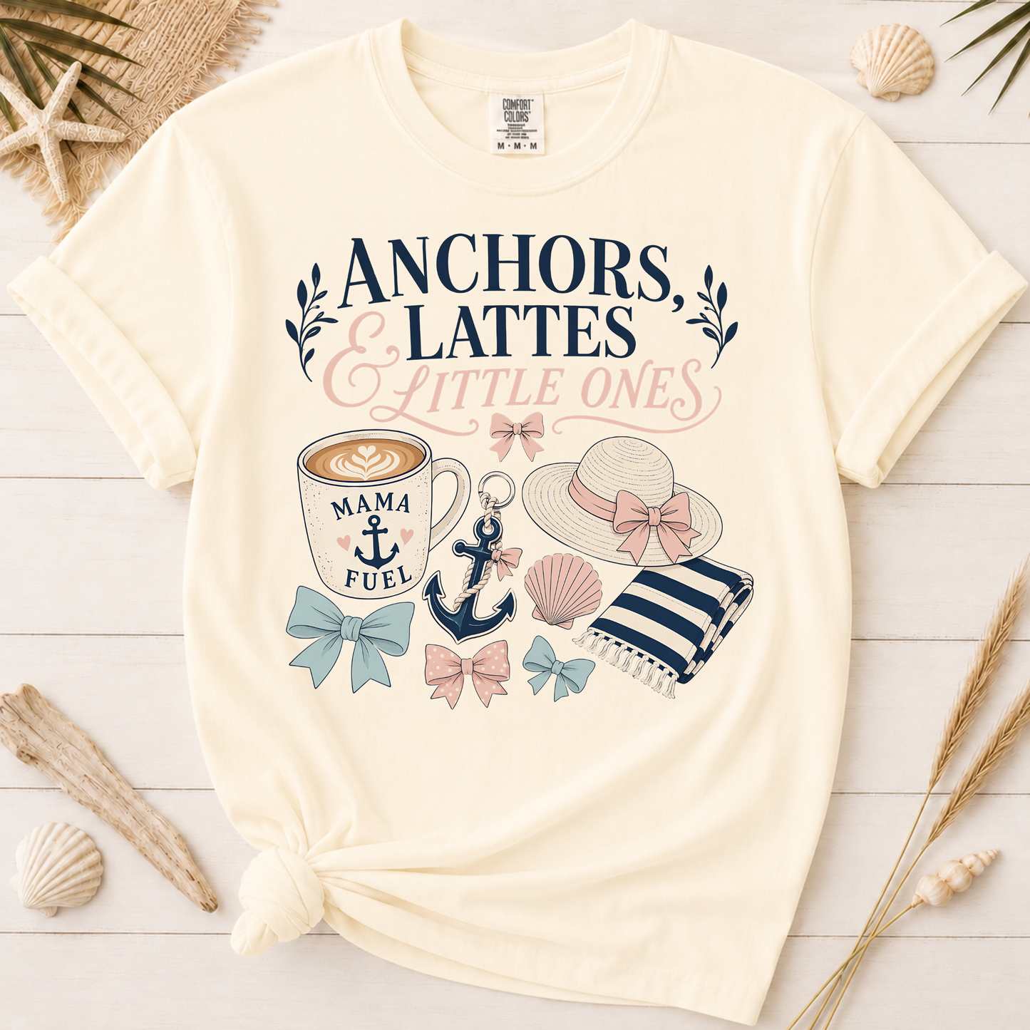 Anchors, Lattes & Little Ones Mom Graphic Tee