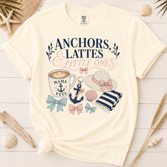 Anchors, Lattes & Little Ones Mom Graphic Tee