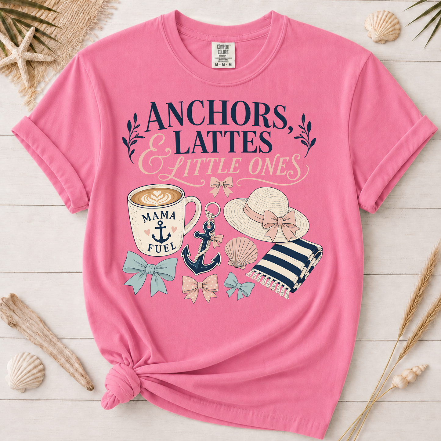 Anchors, Lattes & Little Ones Mom Graphic Tee