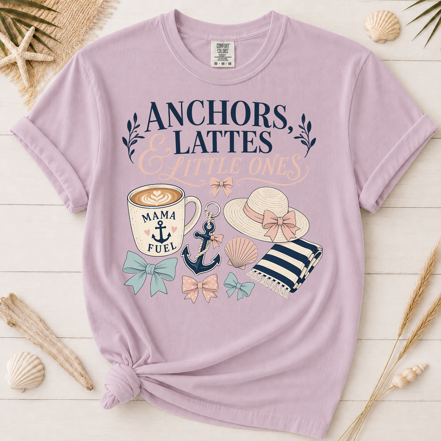 Anchors, Lattes & Little Ones Mom Graphic Tee