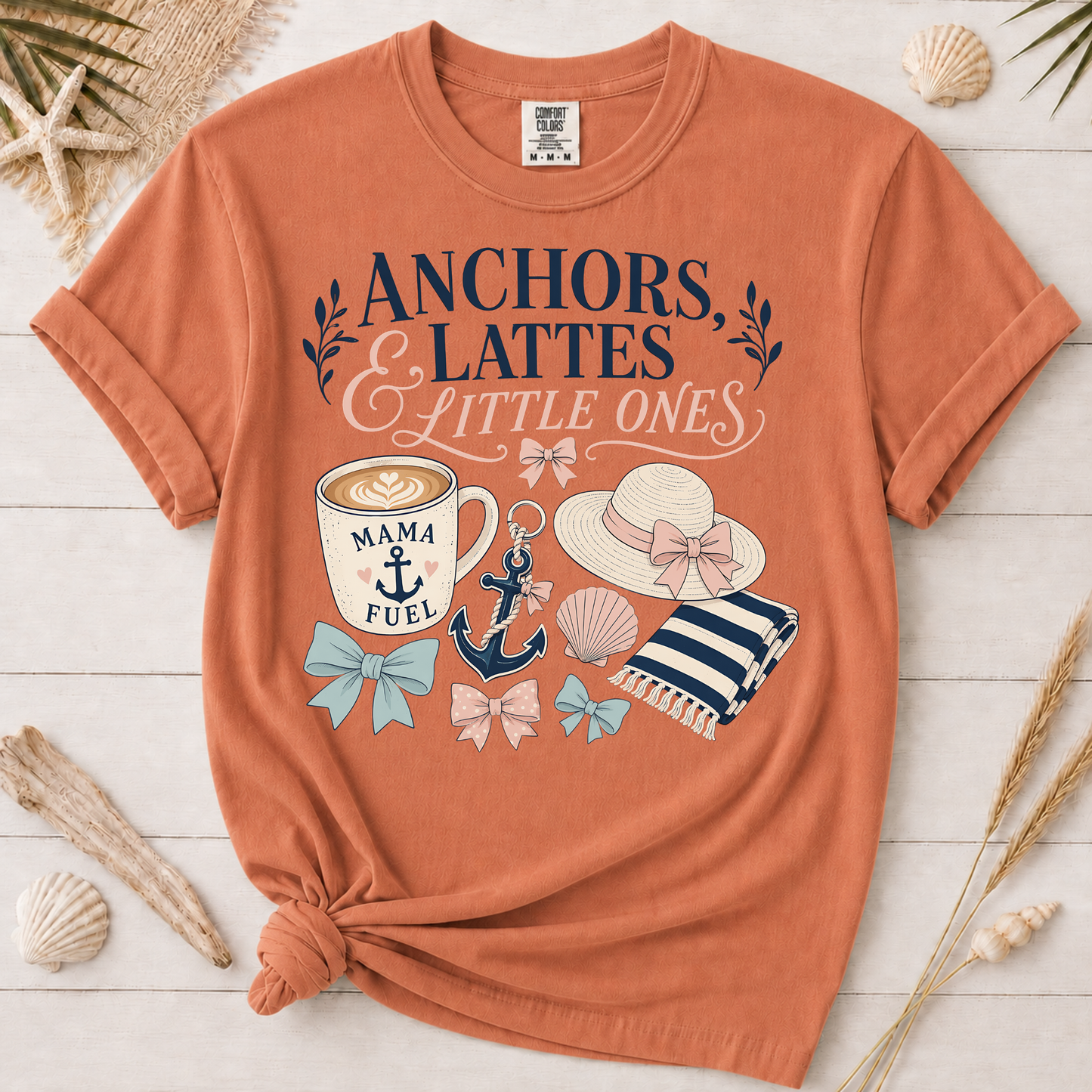 Anchors, Lattes & Little Ones Mom Graphic Tee