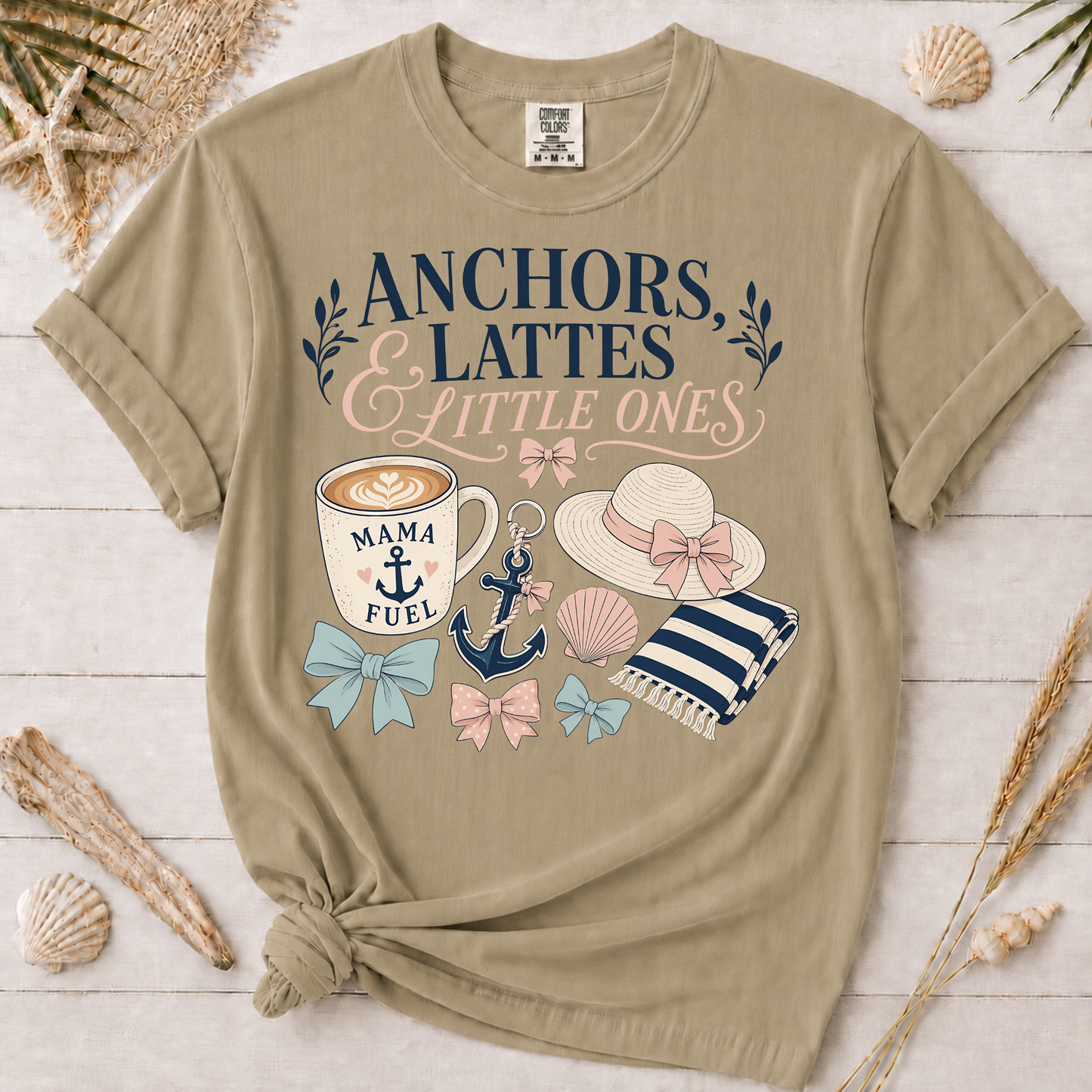 Anchors, Lattes & Little Ones Mom Graphic Tee